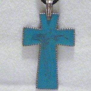 Enameled Teal Cross Necklace